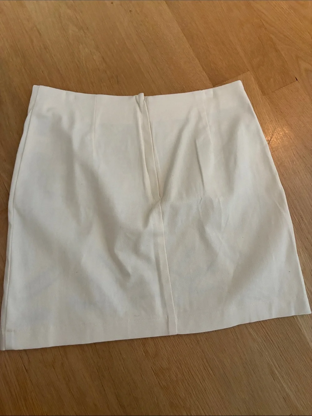 Blue Rain Cream Mini Skirt with Black Beaded Embroidery
